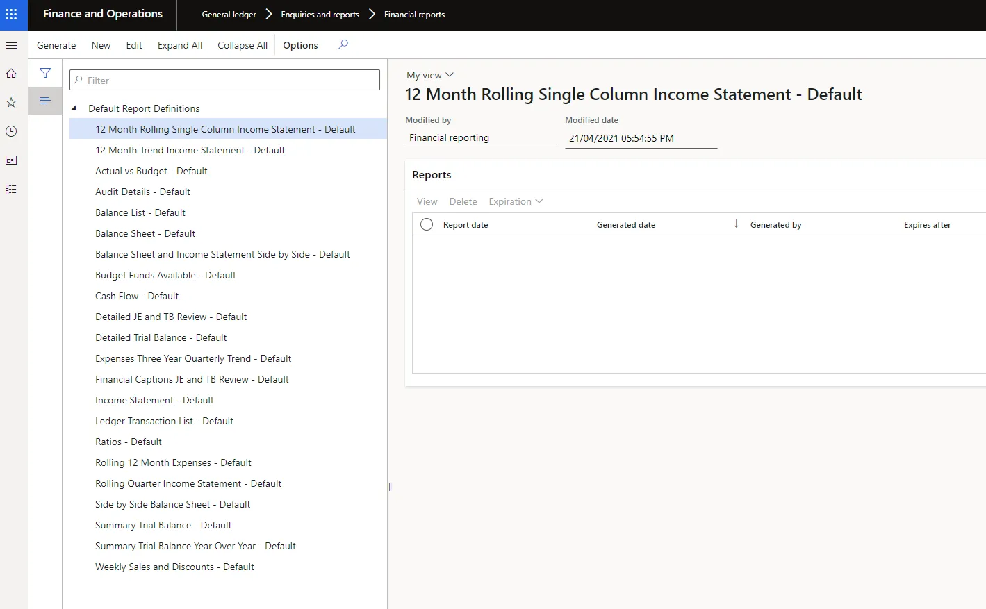 Financial Reports List